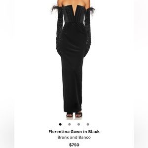 Bronx and Banco black velvet gown with gloves